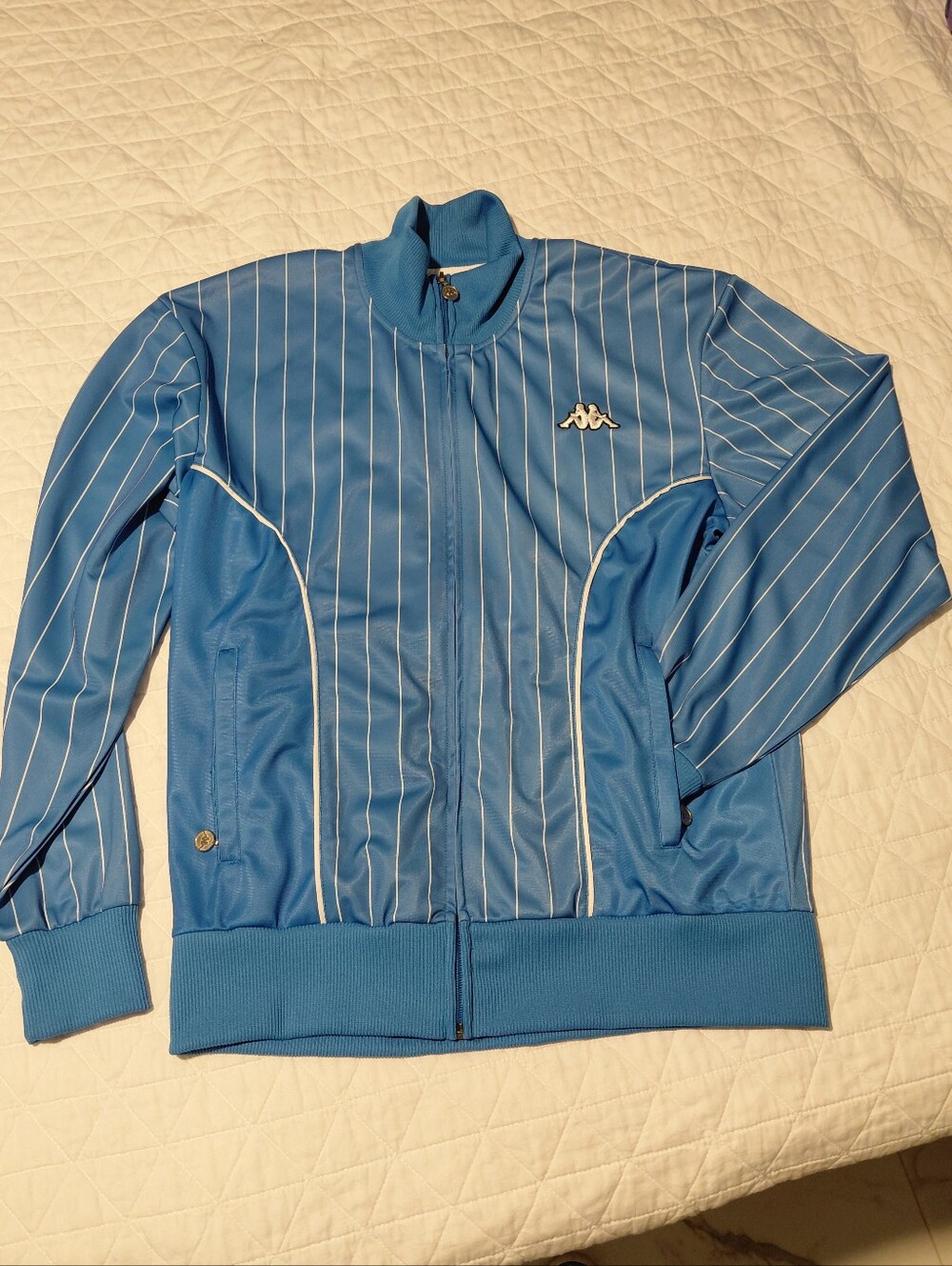 Kappa Light Blue Pinstripe Zip Track Jacket